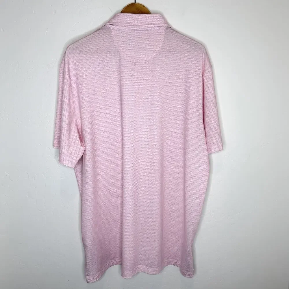 RLX Ralph Lauren Performance Golf Polo Men’s Large Pink Print Short Sleeve